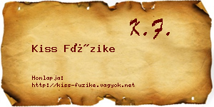 Kiss Füzike névjegykártya